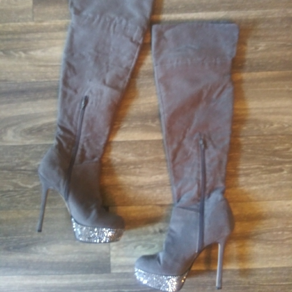 Grey Thigh High Boots